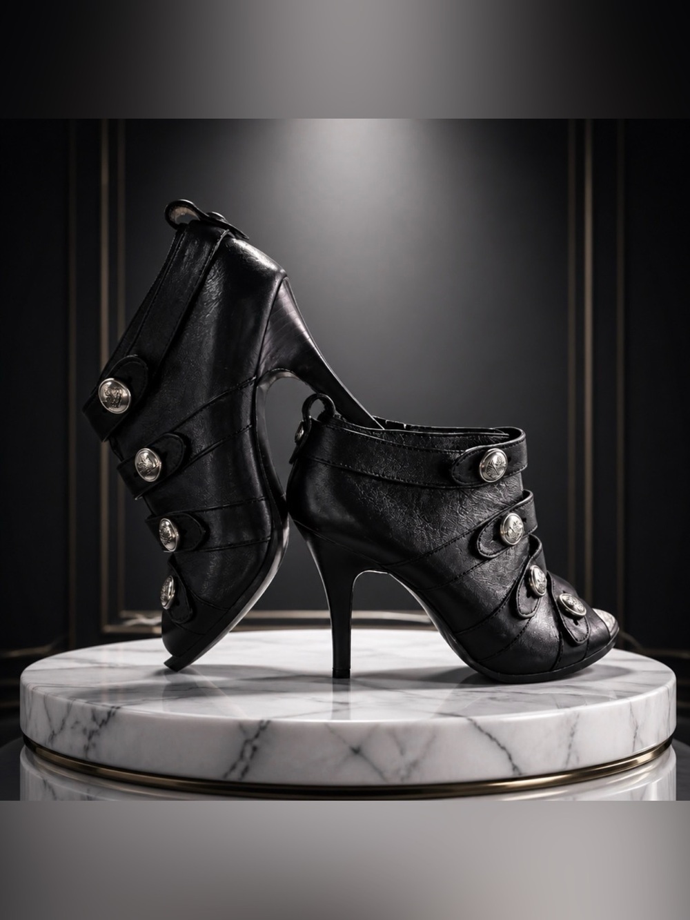 Coach Black Button-Strap Stiletto Ankle Booties